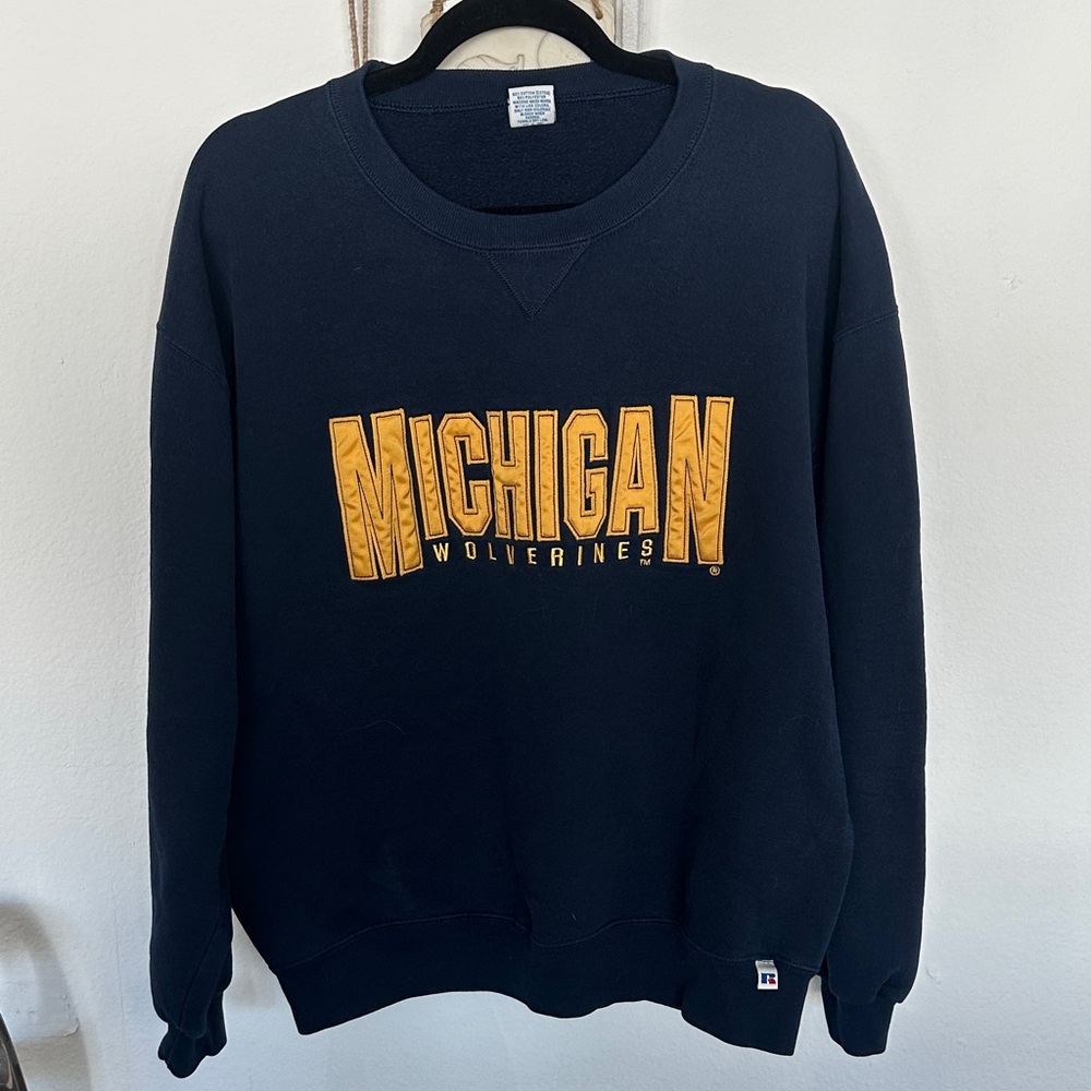 Michigan wolverines made in the USA Russell athletics crewneck